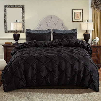 Elegant Pleated Duvet Cover Set – Hidden Zip, Machine-Washable & Fade-Resistant (Includes Matching Pillowcases)