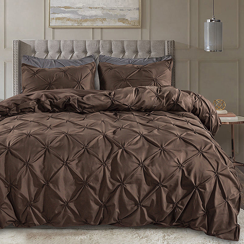 Elegant Pleated Duvet Cover Set – Hidden Zip, Machine-Washable & Fade-Resistant (Includes Matching Pillowcases)