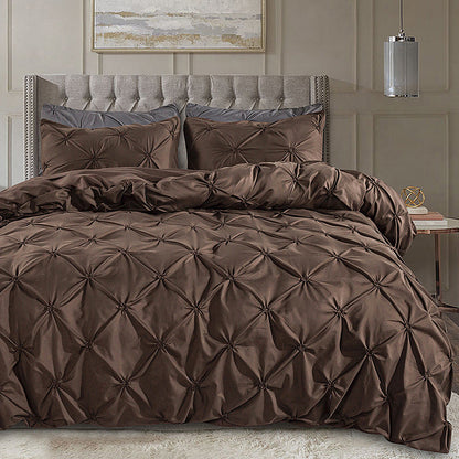 Elegant Pleated Duvet Cover Set – Hidden Zip, Machine-Washable & Fade-Resistant (Includes Matching Pillowcases)