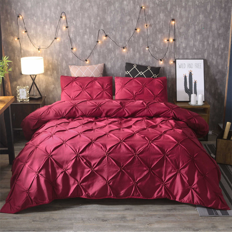 Elegant Pleated Duvet Cover Set – Hidden Zip, Machine-Washable & Fade-Resistant (Includes Matching Pillowcases)