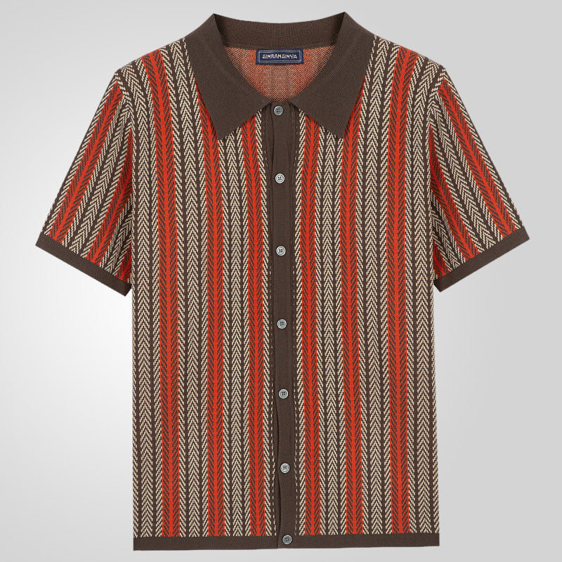 🔥40% OFF🎁Men's Short Sleeve Herringbone Knit Shirt