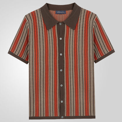 🔥40% OFF🎁Men's Short Sleeve Herringbone Knit Shirt