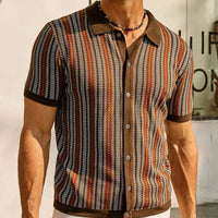 🔥40% OFF🎁Men's Short Sleeve Herringbone Knit Shirt
