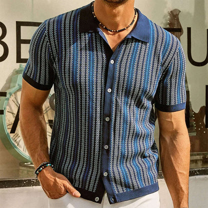 🔥40% OFF🎁Men's Short Sleeve Herringbone Knit Shirt