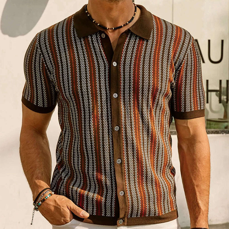 🔥40% OFF🎁Men's Short Sleeve Herringbone Knit Shirt