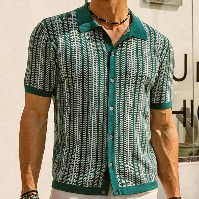 🔥40% OFF🎁Men's Short Sleeve Herringbone Knit Shirt