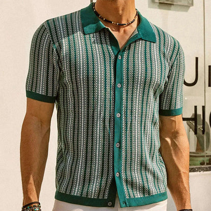 🔥40% OFF🎁Men's Short Sleeve Herringbone Knit Shirt
