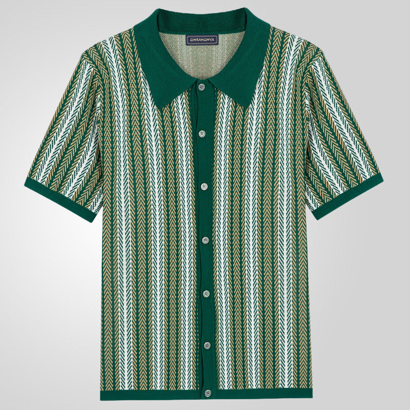 🔥40% OFF🎁Men's Short Sleeve Herringbone Knit Shirt