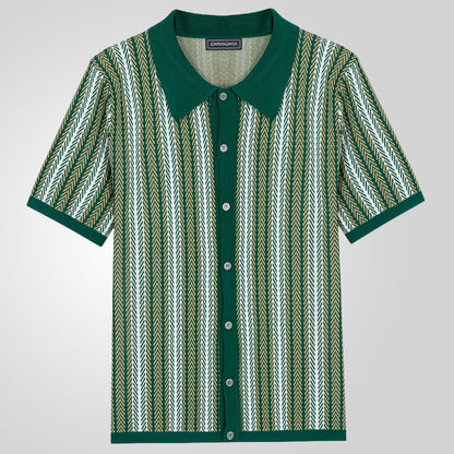 🔥40% OFF🎁Men's Short Sleeve Herringbone Knit Shirt