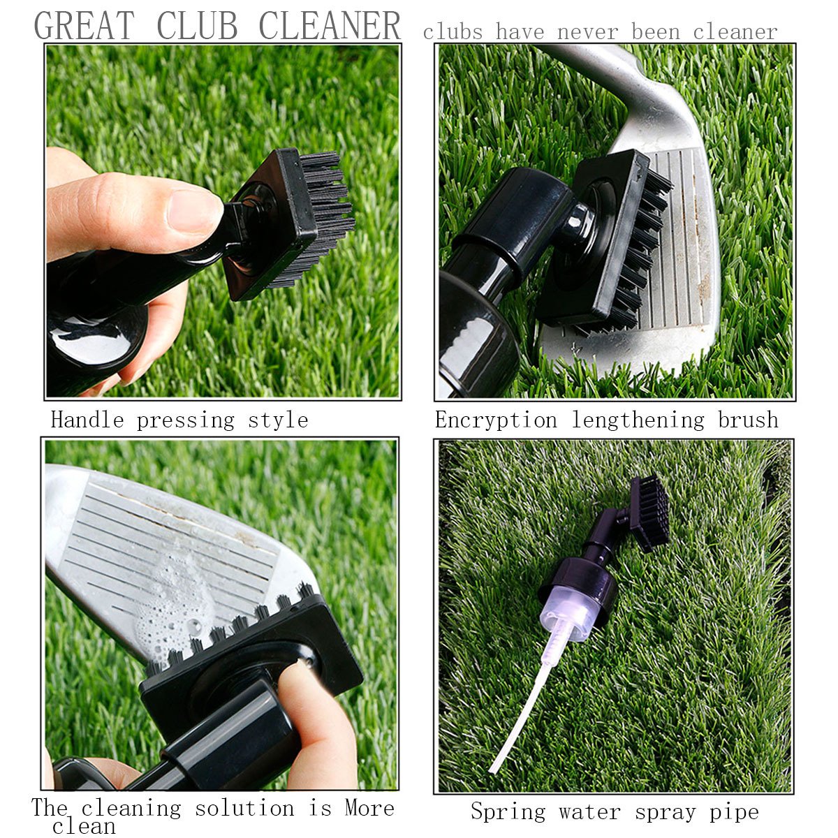 🔥HOT SALE⛳Leak-Proof Golf Club Cleaning Brush with Built-in Water Reservoir – Nylon Bristles, Retractable Clip & Quick-Squeeze Design for Spotless Grooves On the Go