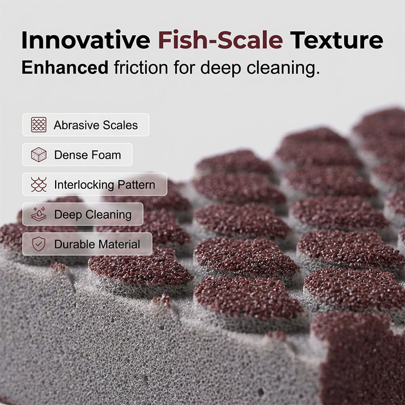 💥49% OFF NOW!🧼Heavy-Duty Scouring Sponge with Fish-Scale Texture – Rust & Burnt-On Residue Remover for Pans, Sinks & Hobs✨