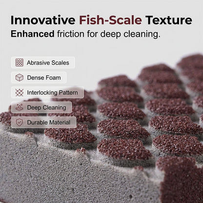 💥49% OFF NOW!🧼Heavy-Duty Scouring Sponge with Fish-Scale Texture – Rust & Burnt-On Residue Remover for Pans, Sinks & Hobs✨
