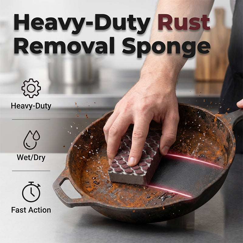 💥49% OFF NOW!🧼Heavy-Duty Scouring Sponge with Fish-Scale Texture – Rust & Burnt-On Residue Remover for Pans, Sinks & Hobs✨