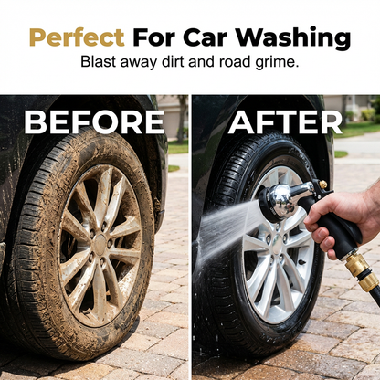 🔥HOT SALE🚿Heavy-Duty Brass Garden Hose Nozzle – 8 Spray Patterns, Leak-Proof & Ergonomic Grip for Driveways, Plants & Car Washing✨