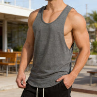 🎽 LIMITED-TIME 49% OFF! 💪 Men's Muscle Fitness Stringer Tank Top – Deep-Cut Armholes, Stretch Fabric, V-Neck 🏃‍♂️