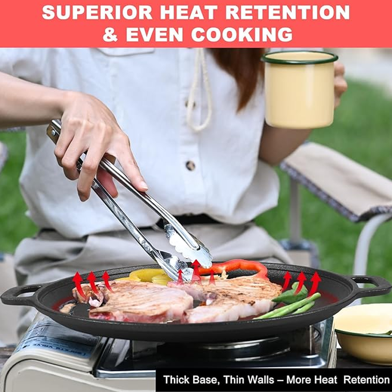 Limited Time Special Price! ⏰💥Non-Stick Cast Iron Griddle Pan with Handles