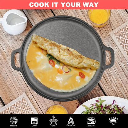 Limited Time Special Price! ⏰💥Non-Stick Cast Iron Griddle Pan with Handles