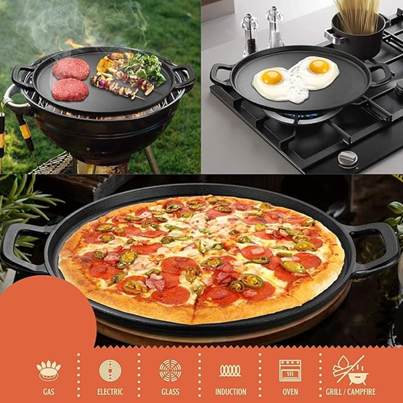Limited Time Special Price! ⏰💥Non-Stick Cast Iron Griddle Pan with Handles