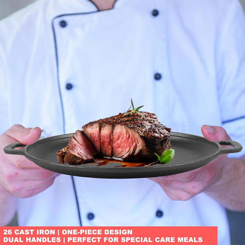 Limited Time Special Price! ⏰💥Non-Stick Cast Iron Griddle Pan with Handles
