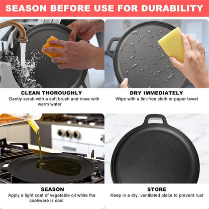 Limited Time Special Price! ⏰💥Non-Stick Cast Iron Griddle Pan with Handles