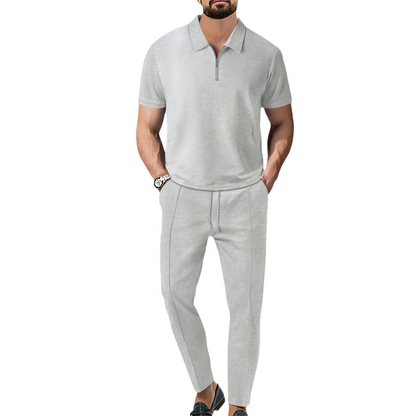 👔 LIMITED-TIME 49% OFF! ✨ Men's 2-Piece Set – Short Sleeve Top & Straight Leg Pants, Adjustable, Wrinkle-Resistant 🌿