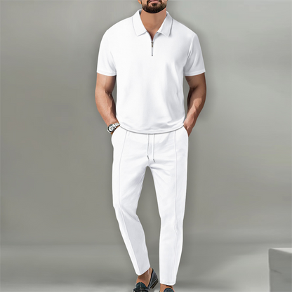 👔 LIMITED-TIME 49% OFF! ✨ Men's 2-Piece Set – Short Sleeve Top & Straight Leg Pants, Adjustable, Wrinkle-Resistant 🌿