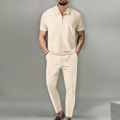 👔 LIMITED-TIME 49% OFF! ✨ Men's 2-Piece Set – Short Sleeve Top & Straight Leg Pants, Adjustable, Wrinkle-Resistant 🌿
