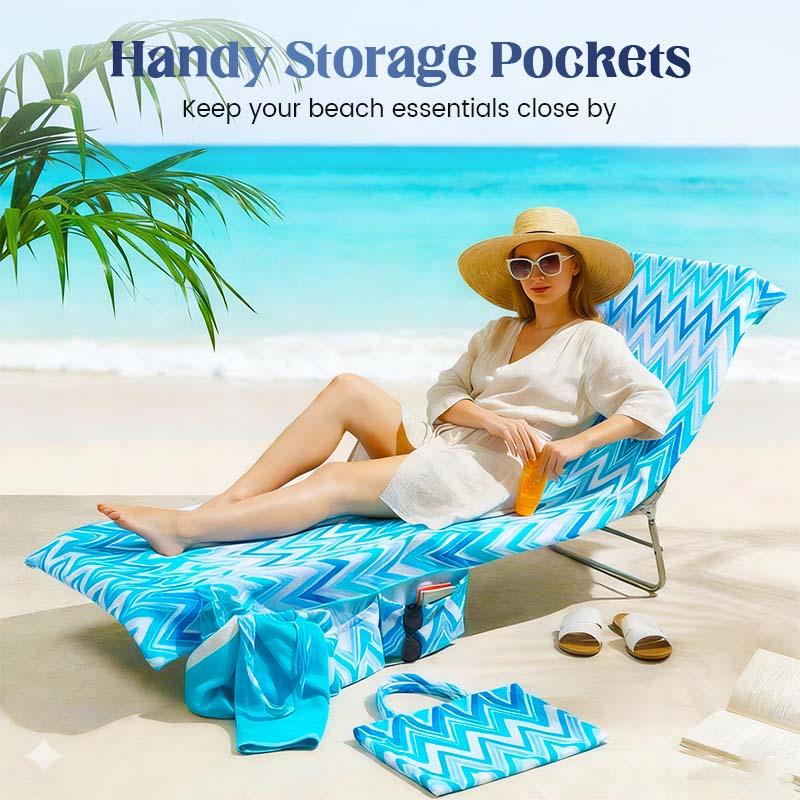 🔥HOT SALE🏖️Lounge Chair Towel Cover with Pockets