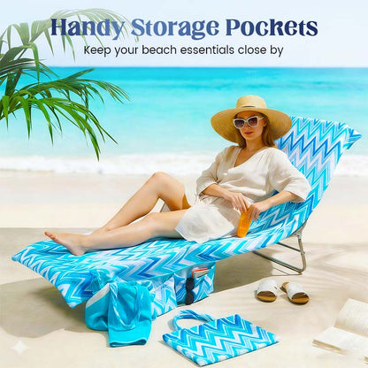 🔥HOT SALE🏖️Lounge Chair Towel Cover with Pockets