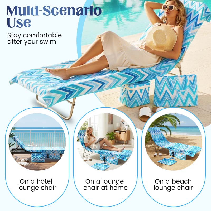 🔥HOT SALE🏖️Lounge Chair Towel Cover with Pockets