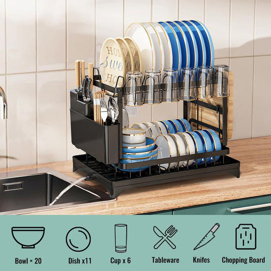 🔥 40% OFF🍽️2-Tier Dish Drying Rack with Drainboard