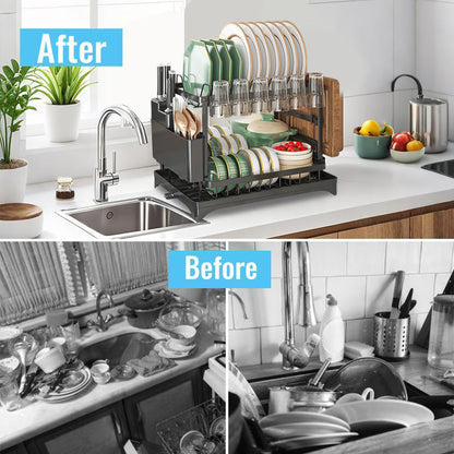 🔥 40% OFF🍽️2-Tier Dish Drying Rack with Drainboard
