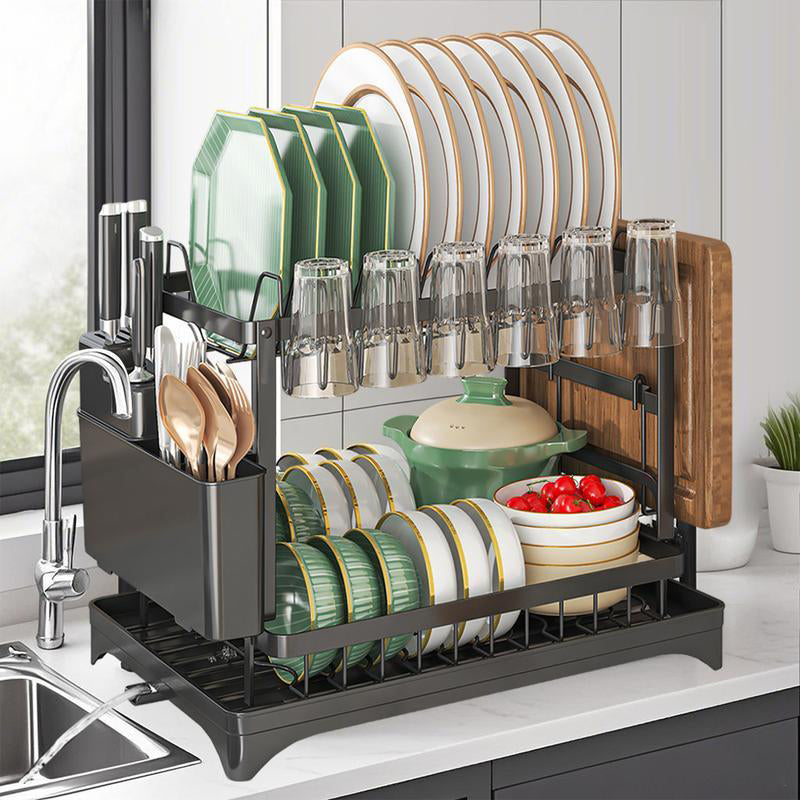 🔥 40% OFF🍽️2-Tier Dish Drying Rack with Drainboard