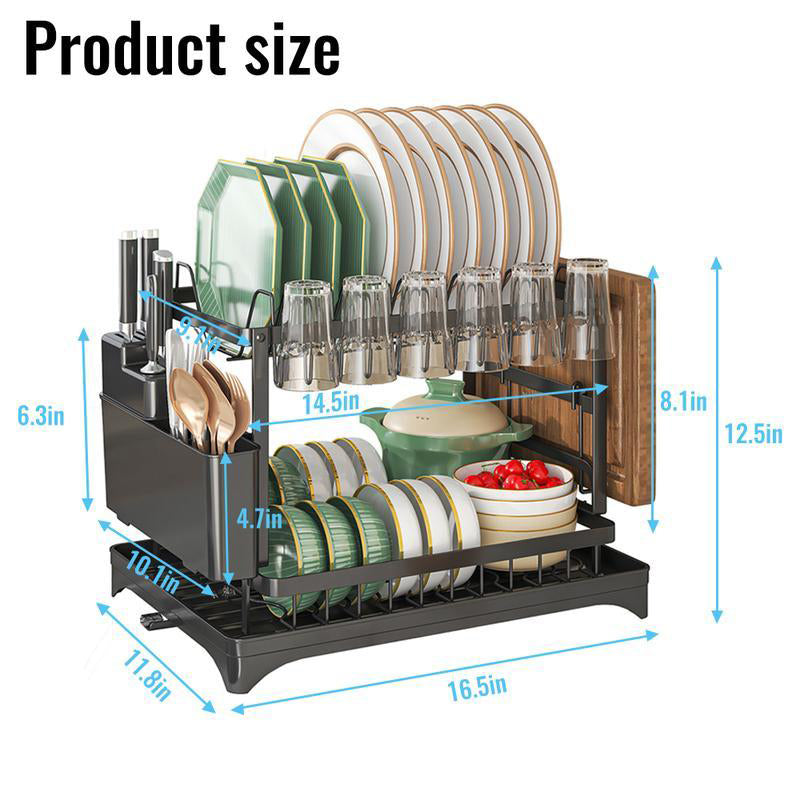 🔥 40% OFF🍽️2-Tier Dish Drying Rack with Drainboard