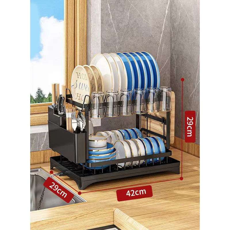 🔥 40% OFF🍽️2-Tier Dish Drying Rack with Drainboard