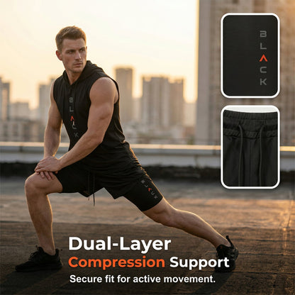 🏃 49% OFF NOW! 💪 Men’s Sleeveless Hoodie & Shorts Set – Athletic & Casual Fit – Breathable & Quick-Dry 🏋️‍♂️