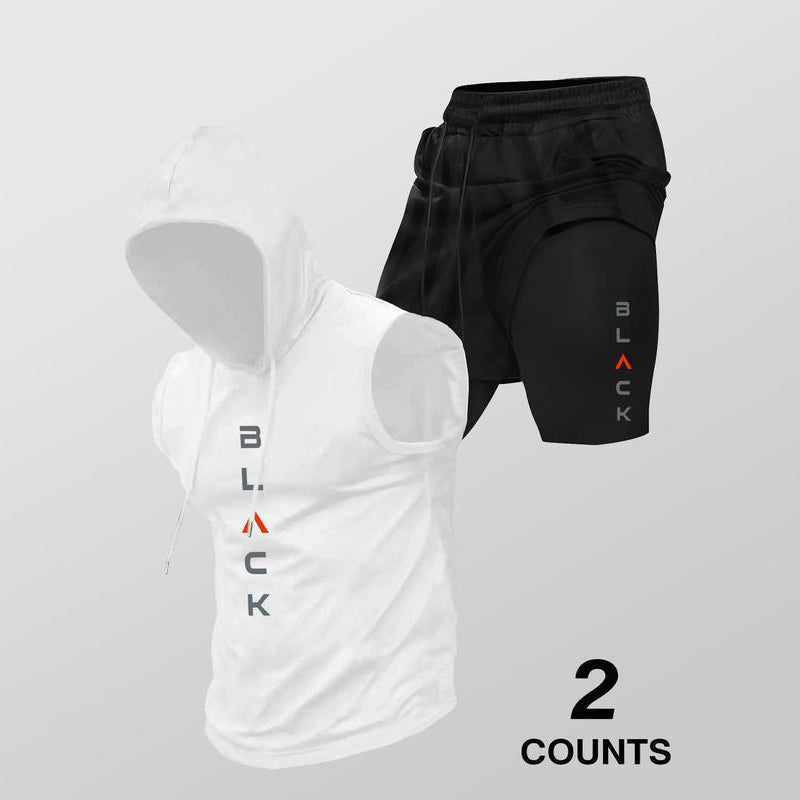 🏃 49% OFF NOW! 💪 Men’s Sleeveless Hoodie & Shorts Set – Athletic & Casual Fit – Breathable & Quick-Dry 🏋️‍♂️