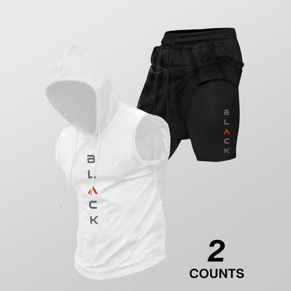 🏃 49% OFF NOW! 💪 Men’s Sleeveless Hoodie & Shorts Set – Athletic & Casual Fit – Breathable & Quick-Dry 🏋️‍♂️