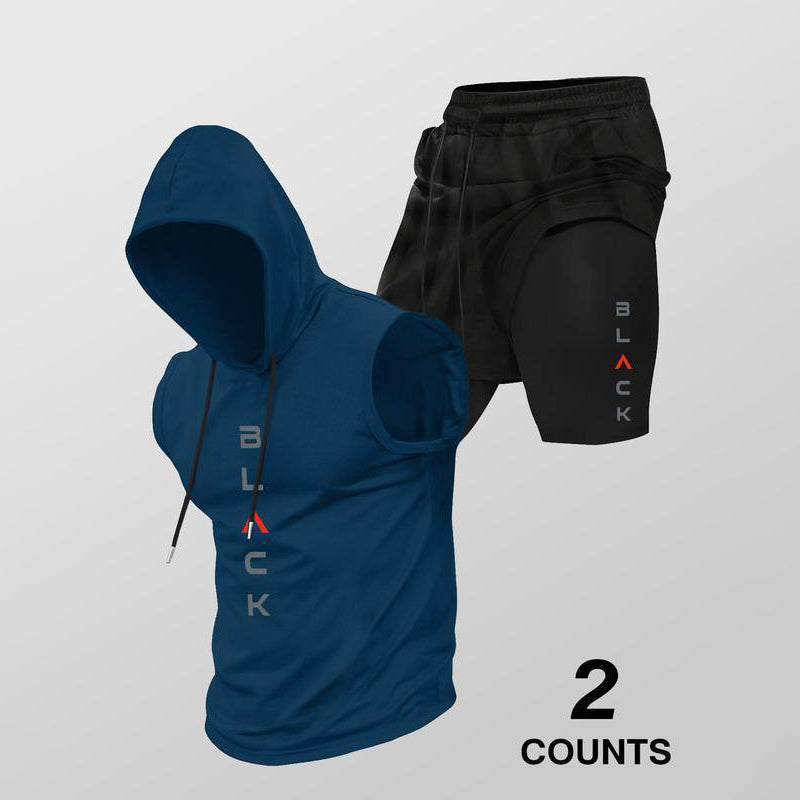 🏃 49% OFF NOW! 💪 Men’s Sleeveless Hoodie & Shorts Set – Athletic & Casual Fit – Breathable & Quick-Dry 🏋️‍♂️