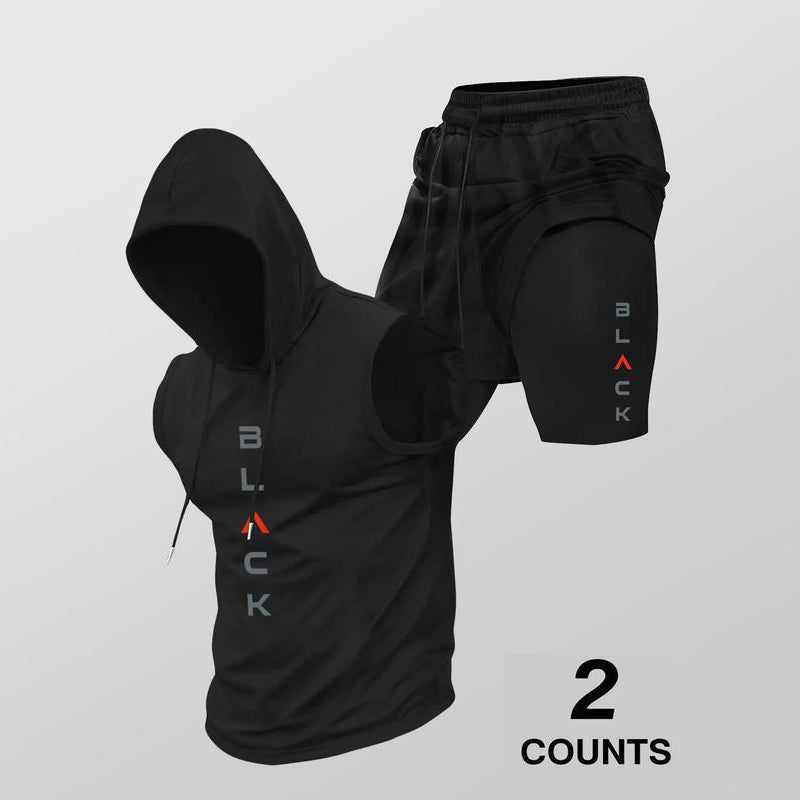 🏃 49% OFF NOW! 💪 Men’s Sleeveless Hoodie & Shorts Set – Athletic & Casual Fit – Breathable & Quick-Dry 🏋️‍♂️
