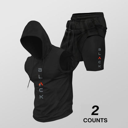 🏃 49% OFF NOW! 💪 Men’s Sleeveless Hoodie & Shorts Set – Athletic & Casual Fit – Breathable & Quick-Dry 🏋️‍♂️