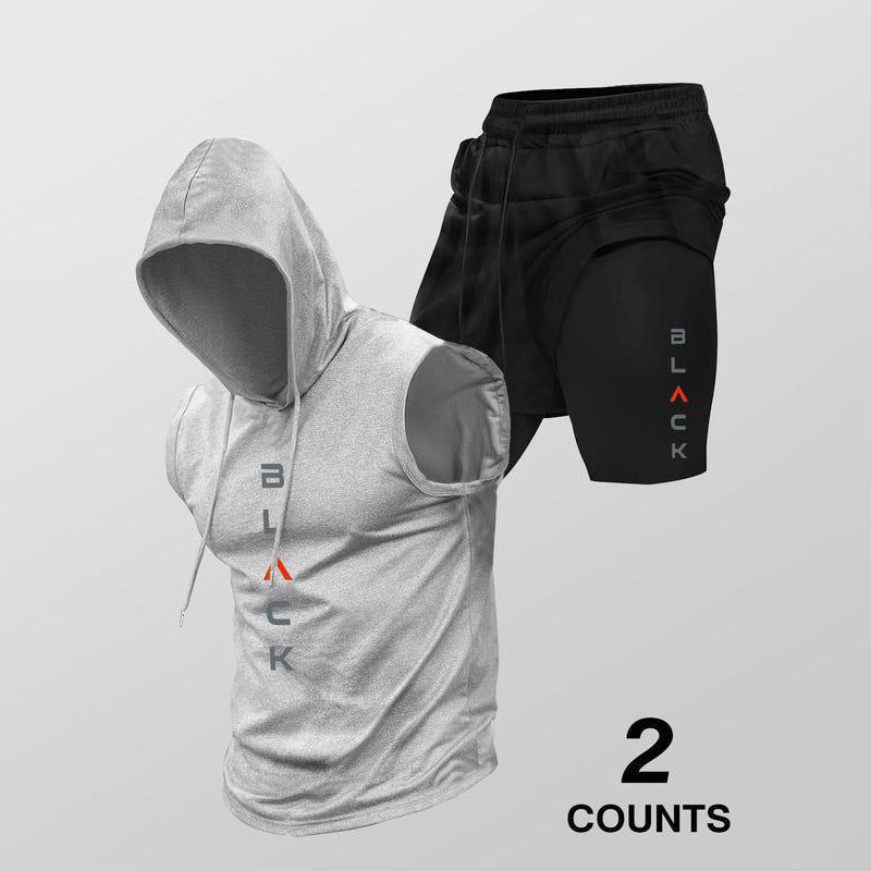🏃 49% OFF NOW! 💪 Men’s Sleeveless Hoodie & Shorts Set – Athletic & Casual Fit – Breathable & Quick-Dry 🏋️‍♂️