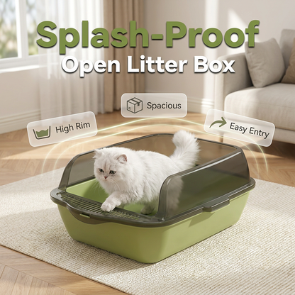 🐱 49% OFF NOW!🌸 Semi-Enclosed Litter Box – Splash Guard & Odorless – Easy Clean Cat Toilet – Safe PP Material 🚽