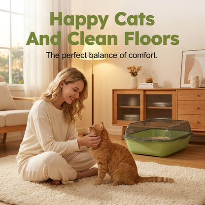🐱 49% OFF NOW!🌸 Semi-Enclosed Litter Box – Splash Guard & Odorless – Easy Clean Cat Toilet – Safe PP Material 🚽