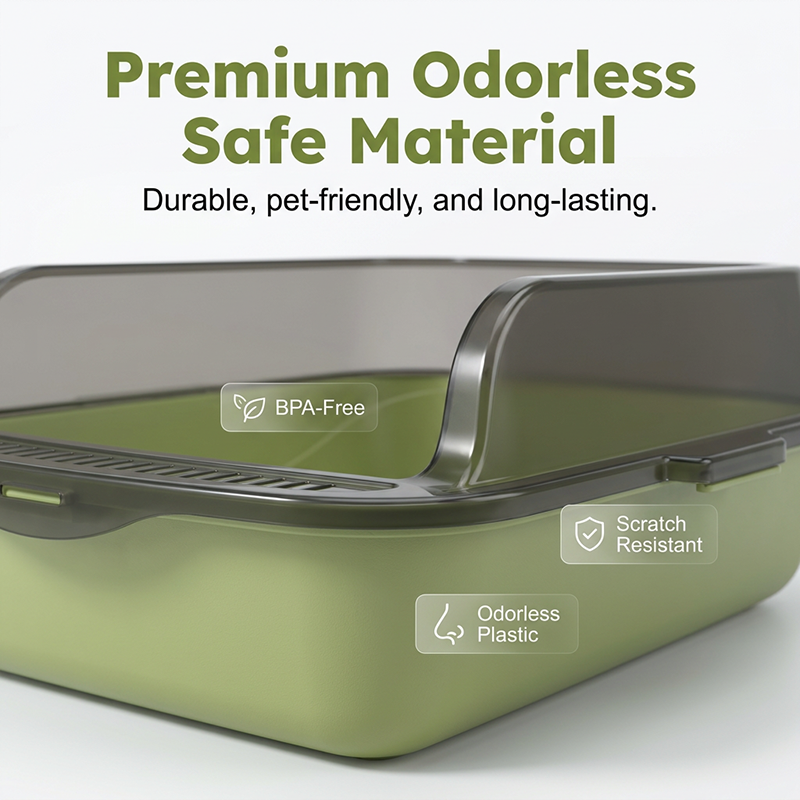 🐱 49% OFF NOW!🌸 Semi-Enclosed Litter Box – Splash Guard & Odorless – Easy Clean Cat Toilet – Safe PP Material 🚽
