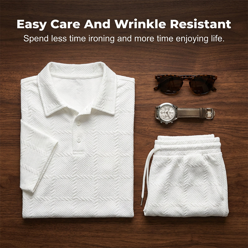 🔥49% OFF🌟Men Solid Color Casual Short Sleeve Set