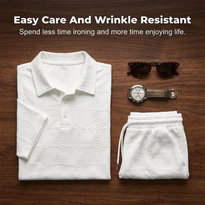 🔥49% OFF🌟Men Solid Color Casual Short Sleeve Set