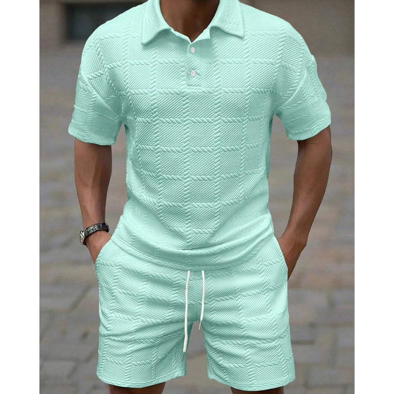 🔥49% OFF🌟Men Solid Color Casual Short Sleeve Set