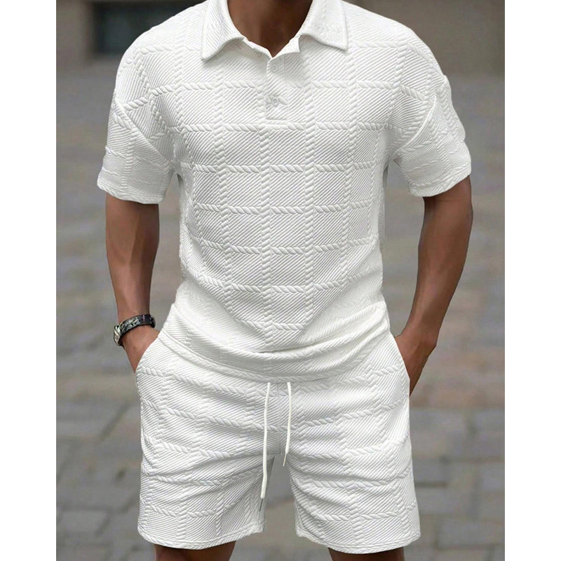 🔥49% OFF🌟Men Solid Color Casual Short Sleeve Set