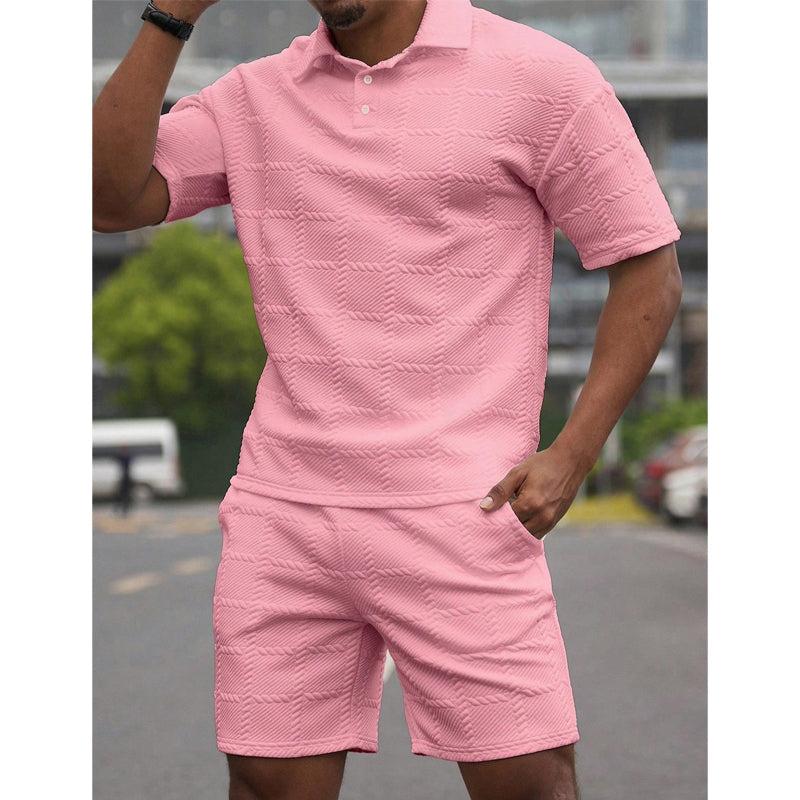 🔥49% OFF🌟Men Solid Color Casual Short Sleeve Set